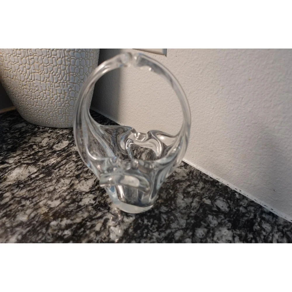 Clear Glass Small Basket With‎ Handle Candy Dish Trinket Holder Centerpiece